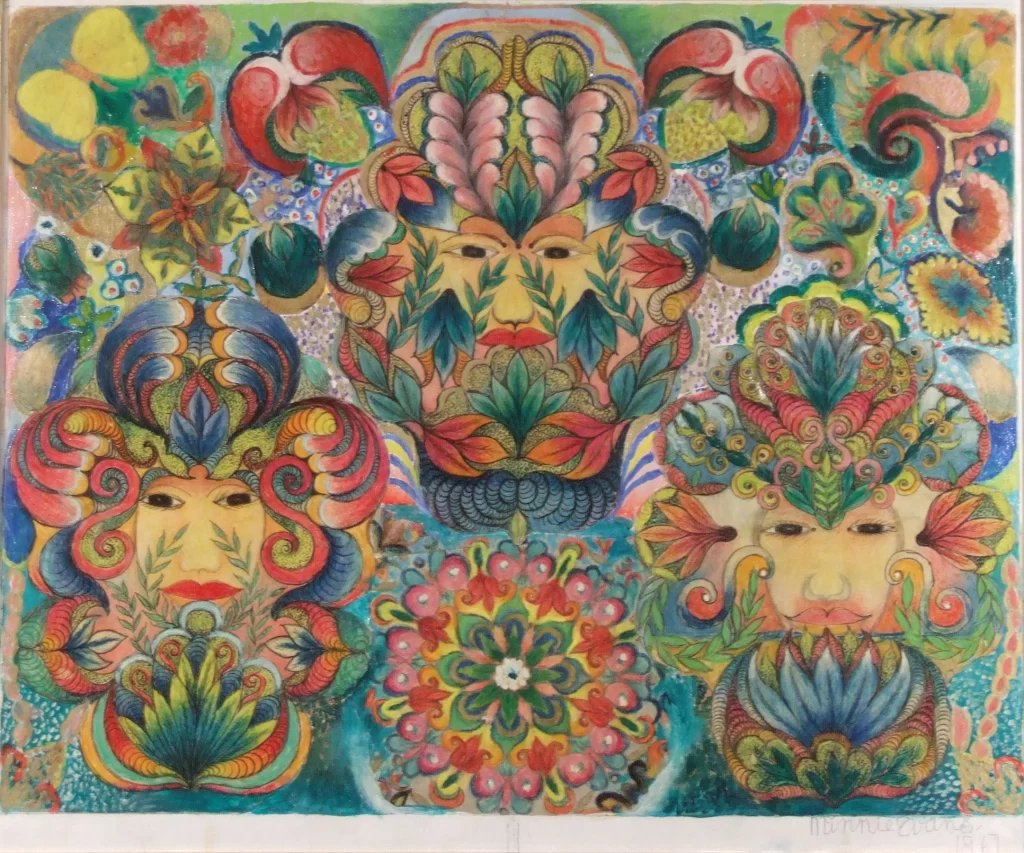 Untitled 3 Faces by Minnie Evans