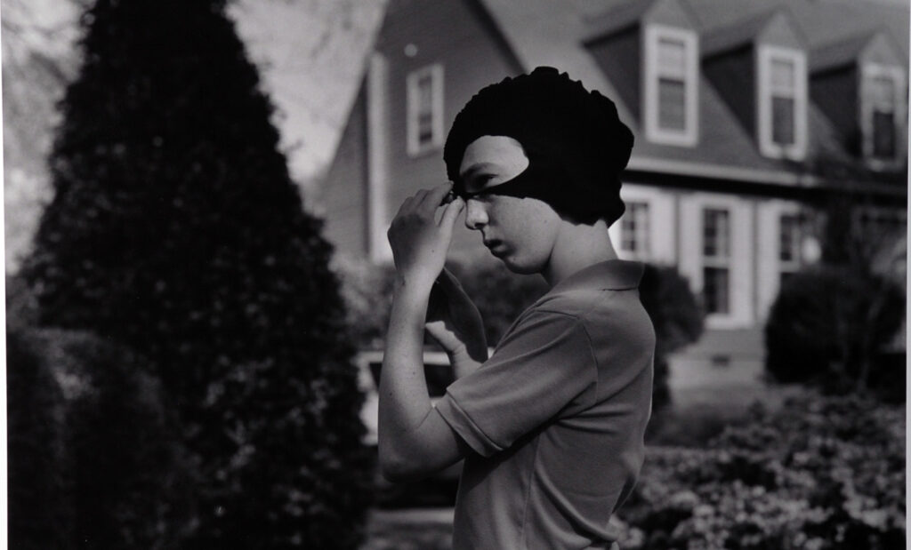 Susan Harbage Page (American, b. 1959) Peter with Batman Mask, 1993 [detail] Silverpoint photograph Collection of Cameron Art Museum Gift of Juan Logan