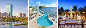 Three vacation destination images