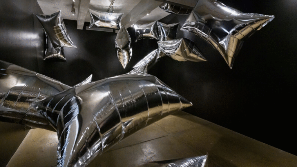 CAM Fresh Air Exhibition Graphic. After Andy Warhol. Facsimile of Silver Clouds created by Andy Warhol in 1966